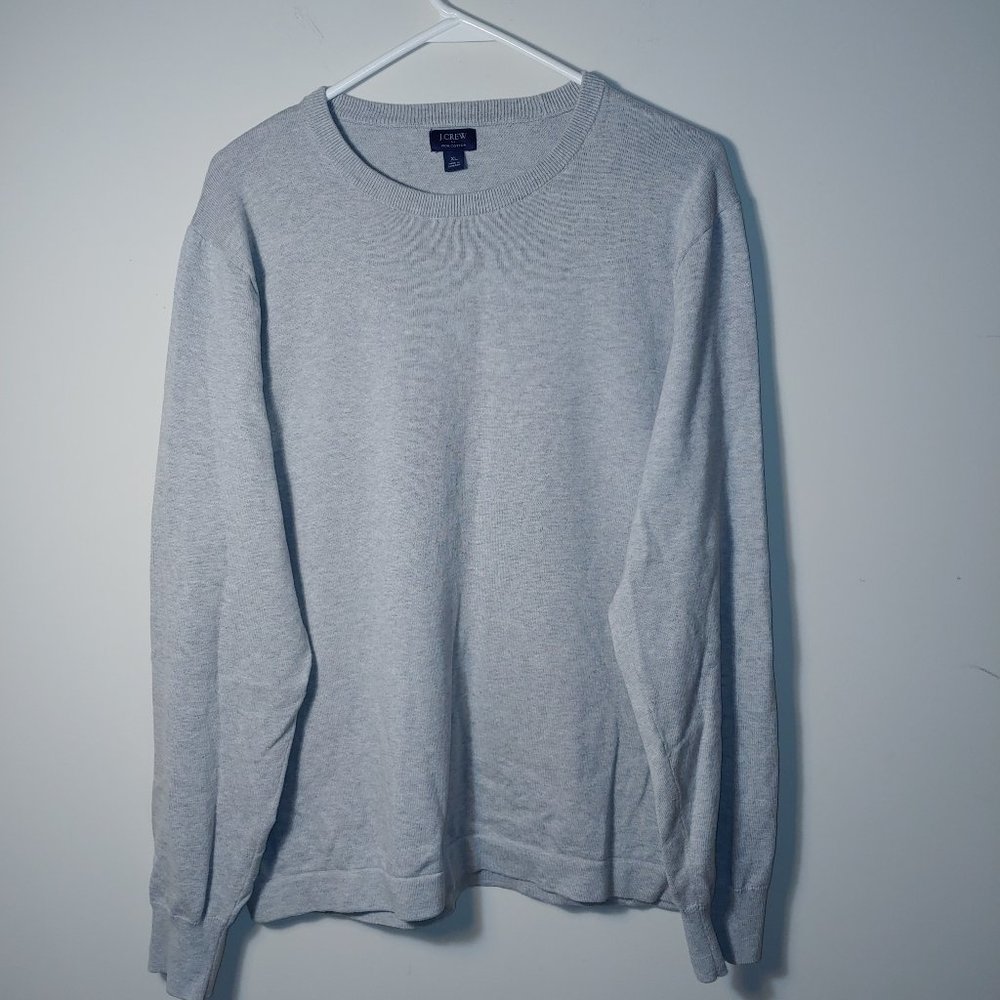 J. Crew Factory Re-Imagined 100% Cotton Crewneck Sweater Tee Size XL Light Grey